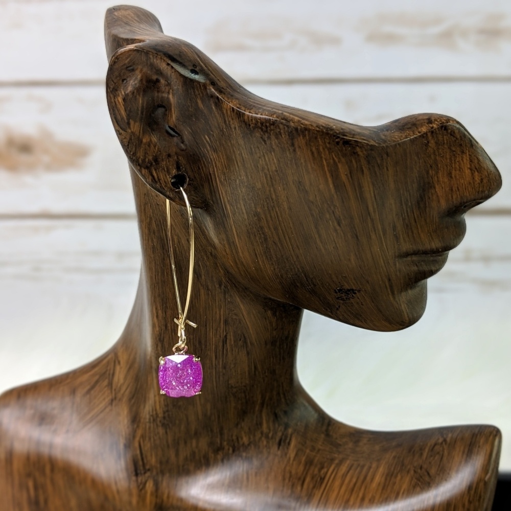 Goldtone & Pink Sparkle Earrings